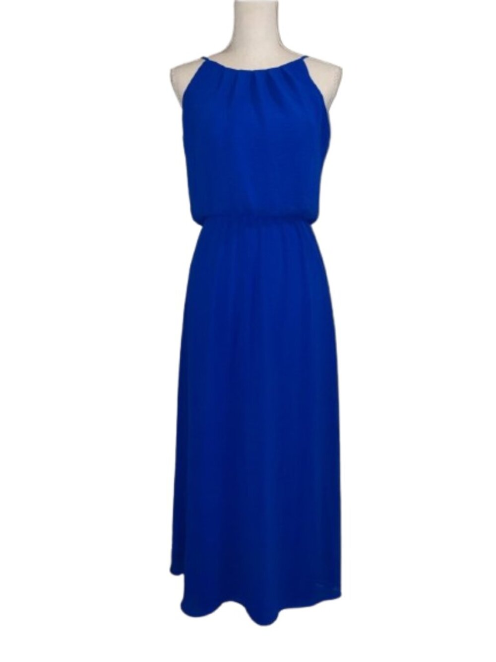 Tacera Royal Blue Spaghetti Strap Maxi Dress Sleeveless Lined